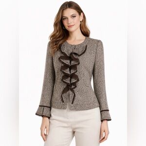 Philippe Adec Blazer Brown Ruffle